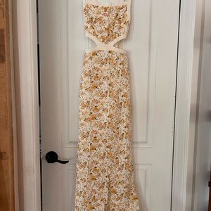 Floral maxi cut out dress